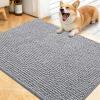 imageOLANLY Dog Door Mat for Muddy Paws 48x30 Ultra Absorbent Chenille Mud Doormat NonSlip Washable and Dirt Trapping Doormat for Indoor Entryway QuickDry Indoor Pet Bed Mats for Dogs GreyLight Grey