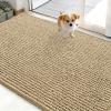 imageOLANLY Dog Door Mat for Muddy Paws 48x30 Ultra Absorbent Chenille Mud Doormat NonSlip Washable and Dirt Trapping Doormat for Indoor Entryway QuickDry Indoor Pet Bed Mats for Dogs GreyBeige