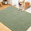 imageOLANLY Dog Door Mat for Muddy Paws 48x30 Ultra Absorbent Chenille Mud Doormat NonSlip Washable and Dirt Trapping Doormat for Indoor Entryway QuickDry Indoor Pet Bed Mats for Dogs GreySage Green