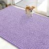 imageOLANLY Dog Door Mat for Muddy Paws 48x30 Ultra Absorbent Chenille Mud Doormat NonSlip Washable and Dirt Trapping Doormat for Indoor Entryway QuickDry Indoor Pet Bed Mats for Dogs GreyLavender