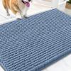 imageOLANLY Dog Door Mat for Muddy Paws 48x30 Ultra Absorbent Chenille Mud Doormat NonSlip Washable and Dirt Trapping Doormat for Indoor Entryway QuickDry Indoor Pet Bed Mats for Dogs GreyAiry Blue