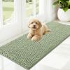 imageOLANLY Dog Door Mat for Muddy Paws 48x30 Ultra Absorbent Chenille Mud Doormat NonSlip Washable and Dirt Trapping Doormat for Indoor Entryway QuickDry Indoor Pet Bed Mats for Dogs GreySage Green