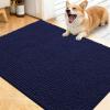 imageOLANLY Dog Door Mat for Muddy Paws 48x30 Ultra Absorbent Chenille Mud Doormat NonSlip Washable and Dirt Trapping Doormat for Indoor Entryway QuickDry Indoor Pet Bed Mats for Dogs GreyNavy Blue