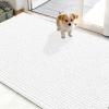imageOLANLY Dog Door Mat for Muddy Paws 48x30 Ultra Absorbent Chenille Mud Doormat NonSlip Washable and Dirt Trapping Doormat for Indoor Entryway QuickDry Indoor Pet Bed Mats for Dogs GreyWhite