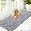 imageOLANLY Dog Door Mat for Muddy Paws 48x30 Ultra Absorbent Chenille Mud Doormat NonSlip Washable and Dirt Trapping Doormat for Indoor Entryway QuickDry Indoor Pet Bed Mats for Dogs GreyLight Grey