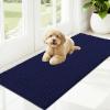 imageOLANLY Dog Door Mat for Muddy Paws 48x30 Ultra Absorbent Chenille Mud Doormat NonSlip Washable and Dirt Trapping Doormat for Indoor Entryway QuickDry Indoor Pet Bed Mats for Dogs GreyNavy Blue