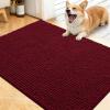 imageOLANLY Dog Door Mat for Muddy Paws 48x30 Ultra Absorbent Chenille Mud Doormat NonSlip Washable and Dirt Trapping Doormat for Indoor Entryway QuickDry Indoor Pet Bed Mats for Dogs GreyBurgundy