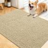 imageOLANLY Dog Door Mat for Muddy Paws 48x30 Ultra Absorbent Chenille Mud Doormat NonSlip Washable and Dirt Trapping Doormat for Indoor Entryway QuickDry Indoor Pet Bed Mats for Dogs GreySand