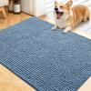 imageOLANLY Dog Door Mat for Muddy Paws 48x30 Ultra Absorbent Chenille Mud Doormat NonSlip Washable and Dirt Trapping Doormat for Indoor Entryway QuickDry Indoor Pet Bed Mats for Dogs GreyAiry Blue