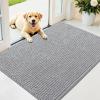 imageOLANLY Dog Door Mat for Muddy Paws 48x30 Ultra Absorbent Chenille Mud Doormat NonSlip Washable and Dirt Trapping Doormat for Indoor Entryway QuickDry Indoor Pet Bed Mats for Dogs GreyLight Grey