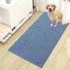 imageOLANLY Dog Door Mat for Muddy Paws 48x30 Ultra Absorbent Chenille Mud Doormat NonSlip Washable and Dirt Trapping Doormat for Indoor Entryway QuickDry Indoor Pet Bed Mats for Dogs GreyAiry Blue