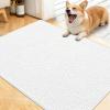 imageOLANLY Dog Door Mat for Muddy Paws 48x30 Ultra Absorbent Chenille Mud Doormat NonSlip Washable and Dirt Trapping Doormat for Indoor Entryway QuickDry Indoor Pet Bed Mats for Dogs GreyWhite
