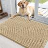 imageOLANLY Dog Door Mat for Muddy Paws 48x30 Ultra Absorbent Chenille Mud Doormat NonSlip Washable and Dirt Trapping Doormat for Indoor Entryway QuickDry Indoor Pet Bed Mats for Dogs GreyBeige