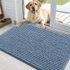 imageOLANLY Dog Door Mat for Muddy Paws 48x30 Ultra Absorbent Chenille Mud Doormat NonSlip Washable and Dirt Trapping Doormat for Indoor Entryway QuickDry Indoor Pet Bed Mats for Dogs GreyAiry Blue