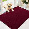 imageOLANLY Dog Door Mat for Muddy Paws 48x30 Ultra Absorbent Chenille Mud Doormat NonSlip Washable and Dirt Trapping Doormat for Indoor Entryway QuickDry Indoor Pet Bed Mats for Dogs GreyBurgundy