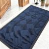 imageOLANLY Front Door Mat Outside Entrance 295x17 Absorbent Heavy Duty Sturdy Natural Rubber Doormat Indoor Outdoor Stain and Fade Resistant NonSlip Low Profile Floor Mat for Entryway Grey DiamondNavy Blue Diamond