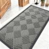 imageOLANLY Front Door Mat Outside Entrance 295x17 Absorbent Heavy Duty Sturdy Natural Rubber Doormat Indoor Outdoor Stain and Fade Resistant NonSlip Low Profile Floor Mat for Entryway Grey DiamondModern Gray Diamond