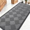 imageOLANLY Front Door Mat Outside Entrance 295x17 Absorbent Heavy Duty Sturdy Natural Rubber Doormat Indoor Outdoor Stain and Fade Resistant NonSlip Low Profile Floor Mat for Entryway Grey DiamondGrey Diamond