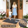 imageOLANLY Front Door Mat Outside Entrance 295x17 Absorbent Heavy Duty Sturdy Natural Rubber Doormat Indoor Outdoor Stain and Fade Resistant NonSlip Low Profile Floor Mat for Entryway Grey DiamondBlack Gray Diamond