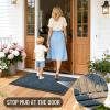 imageOLANLY Front Door Mat Outside Entrance 295x17 Absorbent Heavy Duty Sturdy Natural Rubber Doormat Indoor Outdoor Stain and Fade Resistant NonSlip Low Profile Floor Mat for Entryway Grey DiamondLake Blue Diamond