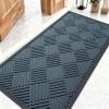 imageOLANLY Front Door Mat Outside Entrance 295x17 Absorbent Heavy Duty Sturdy Natural Rubber Doormat Indoor Outdoor Stain and Fade Resistant NonSlip Low Profile Floor Mat for Entryway Grey DiamondLake Blue Diamond