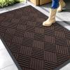 imageOLANLY Front Door Mat Outside Entrance 295x17 Absorbent Heavy Duty Sturdy Natural Rubber Doormat Indoor Outdoor Stain and Fade Resistant NonSlip Low Profile Floor Mat for Entryway Grey DiamondBrown Diamond