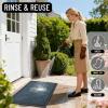 imageOLANLY Front Door Mat Outside Entrance 295x17 Absorbent Heavy Duty Sturdy Natural Rubber Doormat Indoor Outdoor Stain and Fade Resistant NonSlip Low Profile Floor Mat for Entryway Grey DiamondLake Blue Diamond