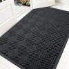 imageOLANLY Front Door Mat Outside Entrance 295x17 Absorbent Heavy Duty Sturdy Natural Rubber Doormat Indoor Outdoor Stain and Fade Resistant NonSlip Low Profile Floor Mat for Entryway Grey DiamondBlack Diamond