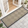 imageOLANLY Front Door Mat Outside Entrance 295x17 Absorbent Heavy Duty Sturdy Natural Rubber Doormat Indoor Outdoor Stain and Fade Resistant NonSlip Low Profile Floor Mat for Entryway Grey DiamondBeige Diamond