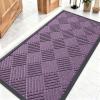 imageOLANLY Front Door Mat Outside Entrance 295x17 Absorbent Heavy Duty Sturdy Natural Rubber Doormat Indoor Outdoor Stain and Fade Resistant NonSlip Low Profile Floor Mat for Entryway Grey DiamondViolet Diamond