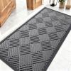 imageOLANLY Front Door Mat Outside Entrance 295x17 Absorbent Heavy Duty Sturdy Natural Rubber Doormat Indoor Outdoor Stain and Fade Resistant NonSlip Low Profile Floor Mat for Entryway Grey DiamondGrey Diamond