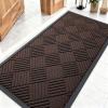 imageOLANLY Front Door Mat Outside Entrance 295x17 Absorbent Heavy Duty Sturdy Natural Rubber Doormat Indoor Outdoor Stain and Fade Resistant NonSlip Low Profile Floor Mat for Entryway Grey DiamondBrown Diamond