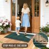 imageOLANLY Front Door Mat Outside Entrance 295x17 Absorbent Heavy Duty Sturdy Natural Rubber Doormat Indoor Outdoor Stain and Fade Resistant NonSlip Low Profile Floor Mat for Entryway Grey DiamondBlack Green Diamond