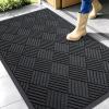 imageOLANLY Front Door Mat Outside Entrance 295x17 Absorbent Heavy Duty Sturdy Natural Rubber Doormat Indoor Outdoor Stain and Fade Resistant NonSlip Low Profile Floor Mat for Entryway Grey DiamondBlack Diamond