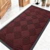 imageOLANLY Front Door Mat Outside Entrance 295x17 Absorbent Heavy Duty Sturdy Natural Rubber Doormat Indoor Outdoor Stain and Fade Resistant NonSlip Low Profile Floor Mat for Entryway Grey DiamondBurgundy Diamond
