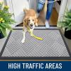 imageOLANLY Front Door Mat Outside Entrance 295x17 Absorbent Heavy Duty Sturdy Natural Rubber Doormat Indoor Outdoor Stain and Fade Resistant NonSlip Low Profile Floor Mat for Entryway Grey DiamondLight Gray Diamond