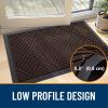 imageOLANLY Front Door Mat Outside Entrance 295x17 Absorbent Heavy Duty Sturdy Natural Rubber Doormat Indoor Outdoor Stain and Fade Resistant NonSlip Low Profile Floor Mat for Entryway Grey DiamondBrown Diamond