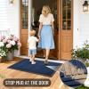 imageOLANLY Front Door Mat Outside Entrance 295x17 Absorbent Heavy Duty Sturdy Natural Rubber Doormat Indoor Outdoor Stain and Fade Resistant NonSlip Low Profile Floor Mat for Entryway Grey DiamondNavy Blue Diamond