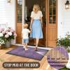 imageOLANLY Front Door Mat Outside Entrance 295x17 Absorbent Heavy Duty Sturdy Natural Rubber Doormat Indoor Outdoor Stain and Fade Resistant NonSlip Low Profile Floor Mat for Entryway Grey DiamondViolet Diamond