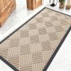 imageOLANLY Front Door Mat Outside Entrance 295x17 Absorbent Heavy Duty Sturdy Natural Rubber Doormat Indoor Outdoor Stain and Fade Resistant NonSlip Low Profile Floor Mat for Entryway Grey DiamondLatte White Diamond