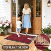 imageOLANLY Front Door Mat Outside Entrance 295x17 Absorbent Heavy Duty Sturdy Natural Rubber Doormat Indoor Outdoor Stain and Fade Resistant NonSlip Low Profile Floor Mat for Entryway Grey DiamondBlack Red Diamond