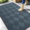 imageOLANLY Front Door Mat Outside Entrance 295x17 Absorbent Heavy Duty Sturdy Natural Rubber Doormat Indoor Outdoor Stain and Fade Resistant NonSlip Low Profile Floor Mat for Entryway Grey DiamondLake Blue Diamond
