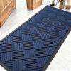 imageOLANLY Front Door Mat Outside Entrance 295x17 Absorbent Heavy Duty Sturdy Natural Rubber Doormat Indoor Outdoor Stain and Fade Resistant NonSlip Low Profile Floor Mat for Entryway Grey DiamondNavy Blue Diamond