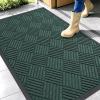 imageOLANLY Front Door Mat Outside Entrance 295x17 Absorbent Heavy Duty Sturdy Natural Rubber Doormat Indoor Outdoor Stain and Fade Resistant NonSlip Low Profile Floor Mat for Entryway Grey DiamondBlack Green Diamond