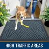 imageOLANLY Front Door Mat Outside Entrance 295x17 Absorbent Heavy Duty Sturdy Natural Rubber Doormat Indoor Outdoor Stain and Fade Resistant NonSlip Low Profile Floor Mat for Entryway Grey DiamondLake Blue Diamond