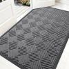 imageOLANLY Front Door Mat Outside Entrance 295x17 Absorbent Heavy Duty Sturdy Natural Rubber Doormat Indoor Outdoor Stain and Fade Resistant NonSlip Low Profile Floor Mat for Entryway Grey DiamondGrey Diamond