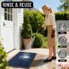 imageOLANLY Front Door Mat Outside Entrance 295x17 Absorbent Heavy Duty Sturdy Natural Rubber Doormat Indoor Outdoor Stain and Fade Resistant NonSlip Low Profile Floor Mat for Entryway Grey DiamondNavy Blue Diamond