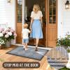 imageOLANLY Front Door Mat Outside Entrance 295x17 Absorbent Heavy Duty Sturdy Natural Rubber Doormat Indoor Outdoor Stain and Fade Resistant NonSlip Low Profile Floor Mat for Entryway Grey DiamondCharcoal Gray Diamond