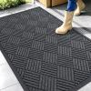 imageOLANLY Front Door Mat Outside Entrance 295x17 Absorbent Heavy Duty Sturdy Natural Rubber Doormat Indoor Outdoor Stain and Fade Resistant NonSlip Low Profile Floor Mat for Entryway Grey DiamondBlack Gray Diamond