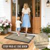 imageOLANLY Front Door Mat Outside Entrance 295x17 Absorbent Heavy Duty Sturdy Natural Rubber Doormat Indoor Outdoor Stain and Fade Resistant NonSlip Low Profile Floor Mat for Entryway Grey DiamondBeige Diamond